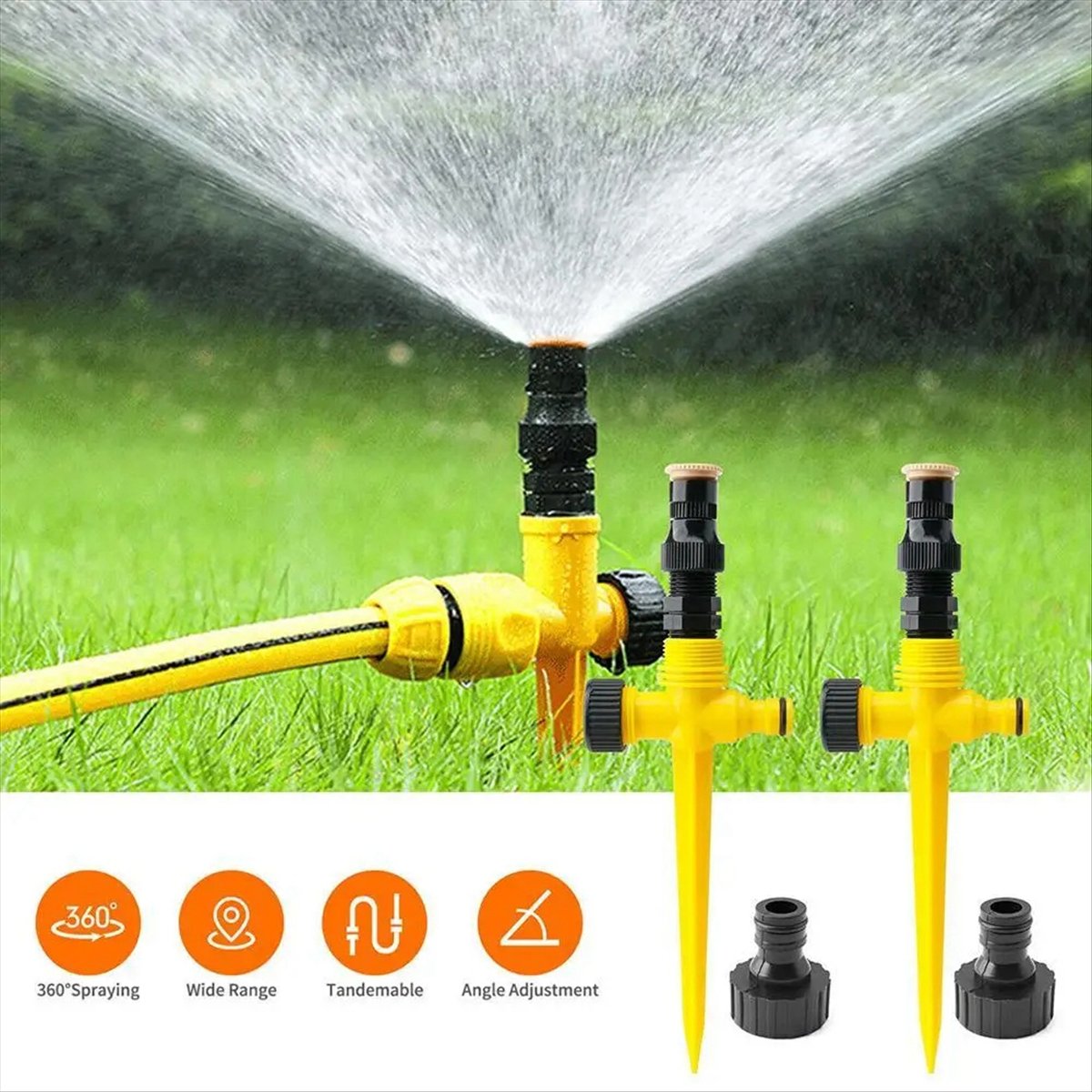 Gardening Tools Yellow - AT16 Gartensprinkler 360 ° Rotierendes Bewässerungssystem