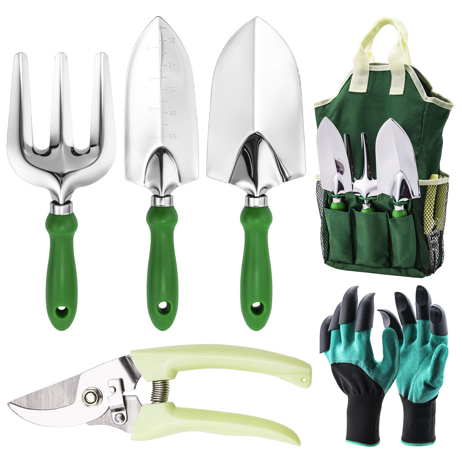 Gardening Tools Trowel - Goture Gartenwerkzeug-Set mit Gartenscheren, Krallen-Gartenhandschuhen, Kultivator,