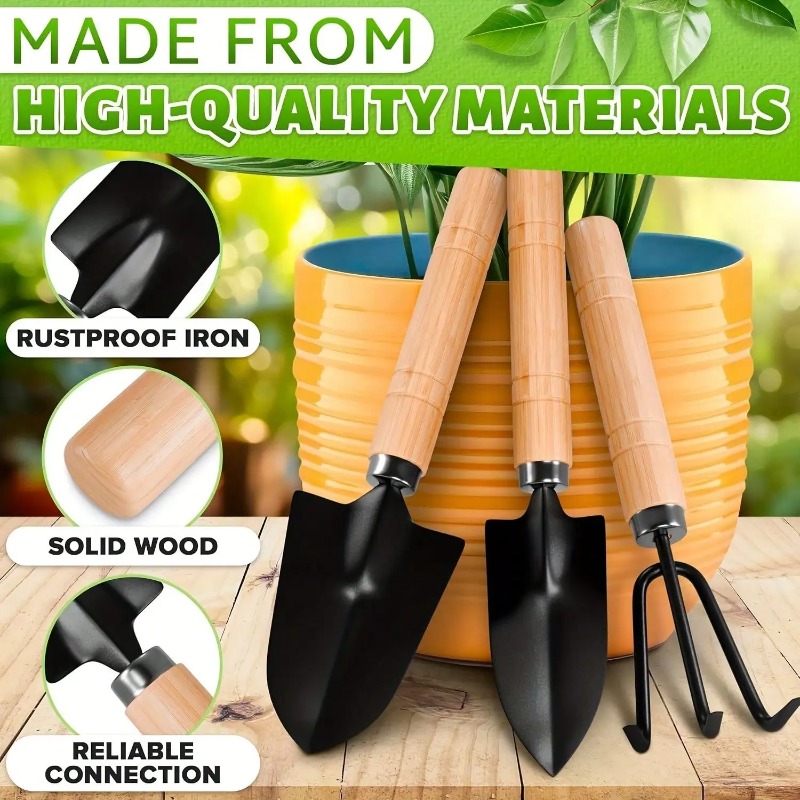 Gardening Tools Spade - 3-teiliges Mini-Gartengeräte-Set, tragbares kleines Gartengerät mit