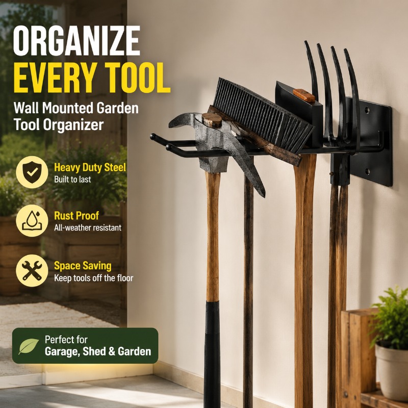 Gardening Tools Spade - Verstärkter Wandmontierter Gartenwerkzeug-Aufbewahrungsständer Schaufel- und Spatenhalter